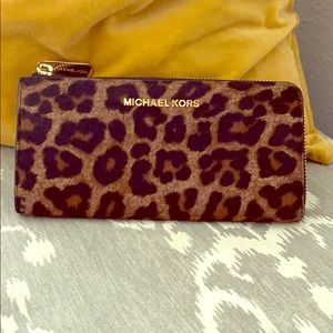 Michael Kors Leopard-Print Calf Hair Wallet NWOT